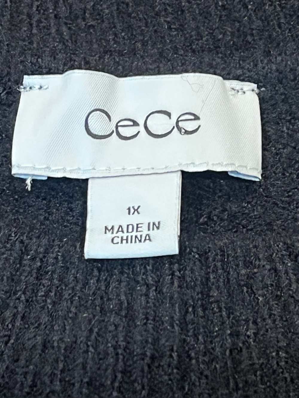 CeCe Black Crewneck Sweater with Tonal Bow Motifs • Size 1X • NWT - Picture 7 of 10